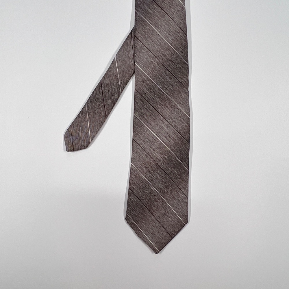 Ambassador Gray Textured Pinstripe Silk Blend Necktie Mens OS